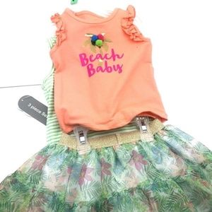 Baby Outfit Set Size 6/9m 3pc Girls Children Kids Bodysuit Tank Shirt matching